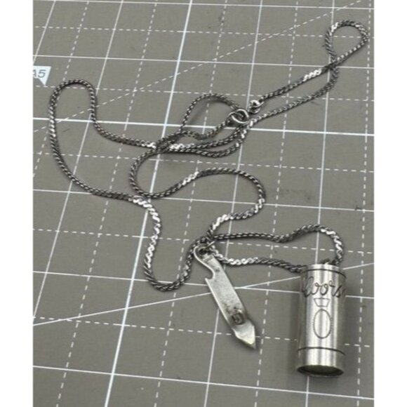 Vintage Coors Beer Sterling Silver Necklace With Bottle Opener Pendant
